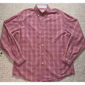 Jos. A. Bank Men’s Large Red White Plaid Long Sleeve Button Down Shirt